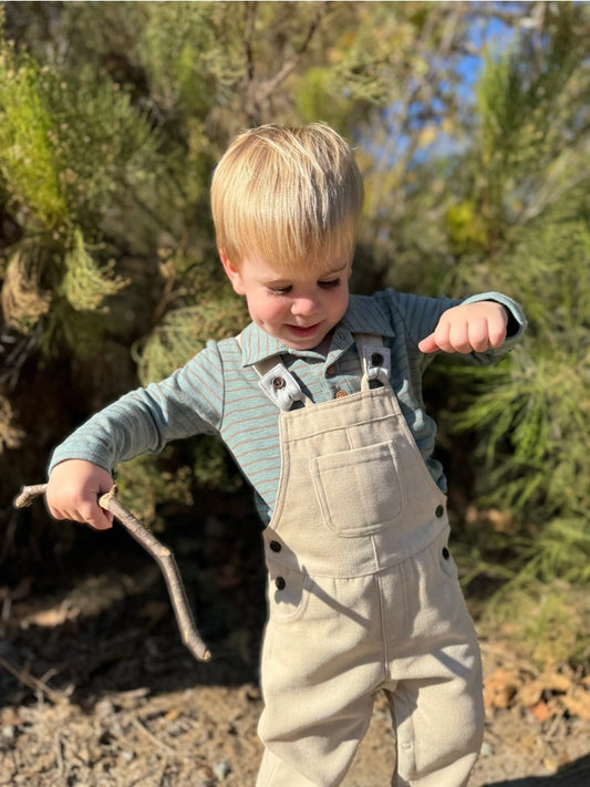 Gentry Beige Moleskin Woven Overalls
