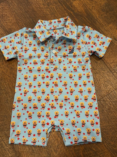 Dog Americana S/S Polo Romper