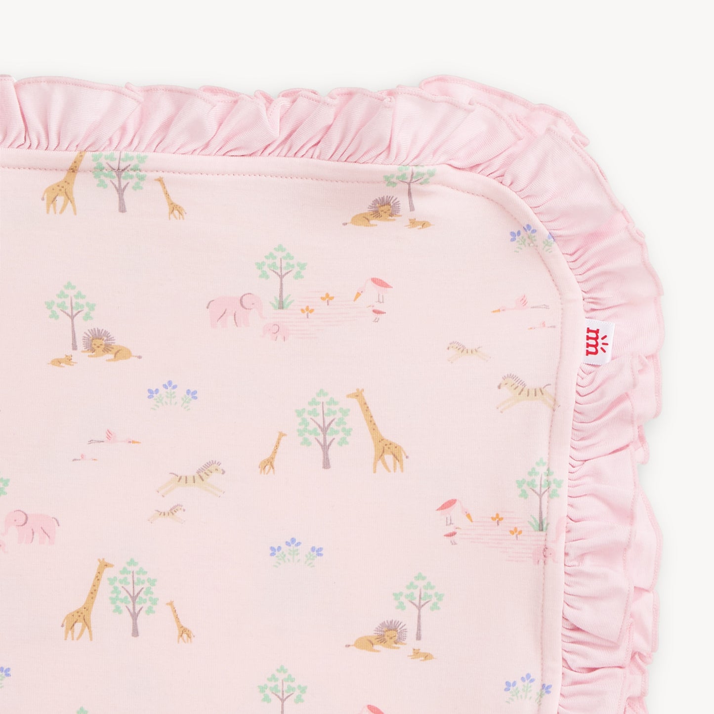 Pink Serene Safari Baby Blanket With Ruffles