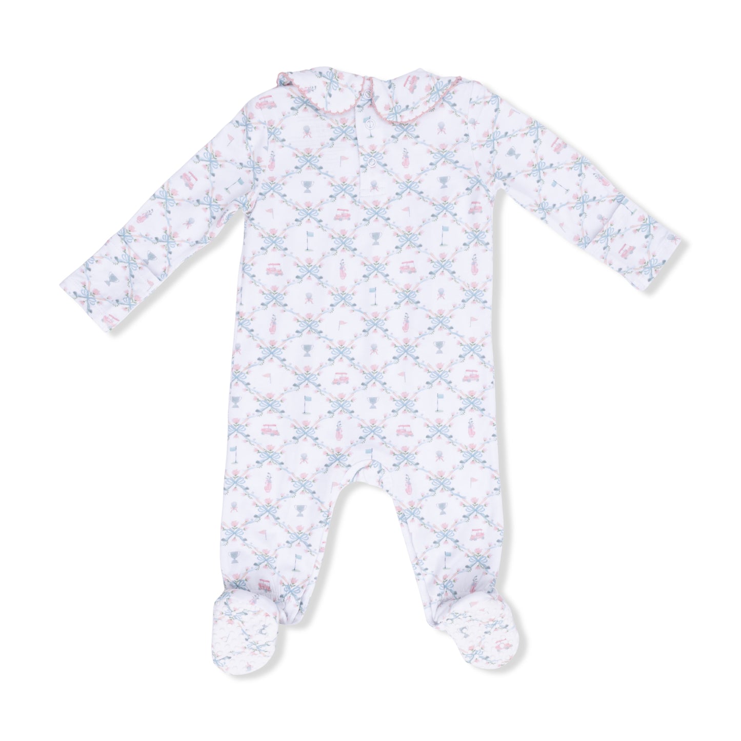 Golf Trellis Pink -Smocked Snap Footie