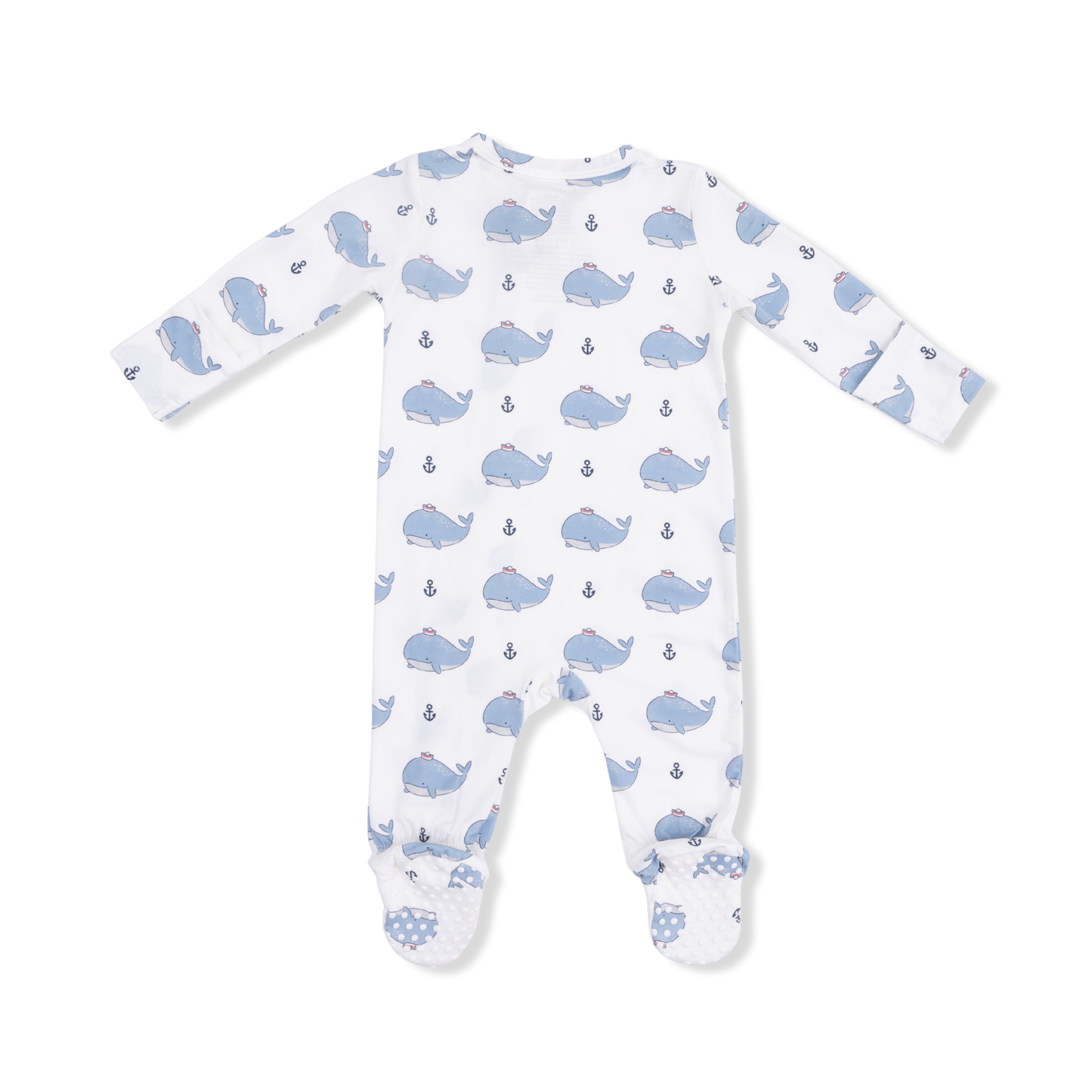 Sailor Whales Blue - 2 Way Zipper Footie
