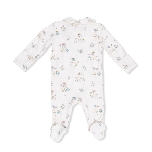 Flower Ducklings- Smocked Snap Footie