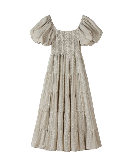 Oatmeal Embroidered Beth Dress