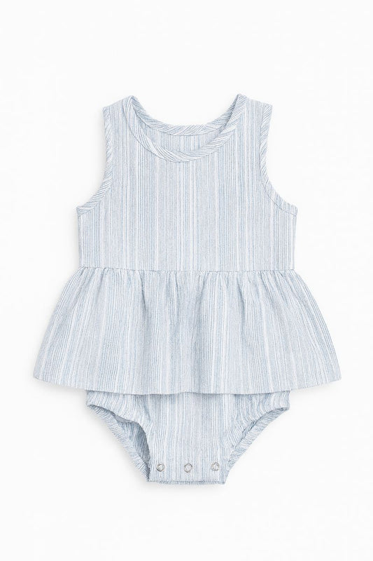 Blue Stripe- Nellie Onesie Dress