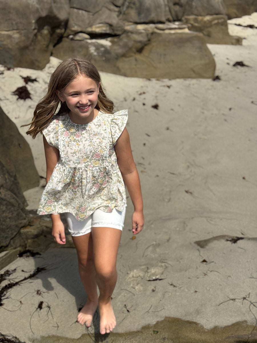 Cream Cottage Floral  Giselle Top