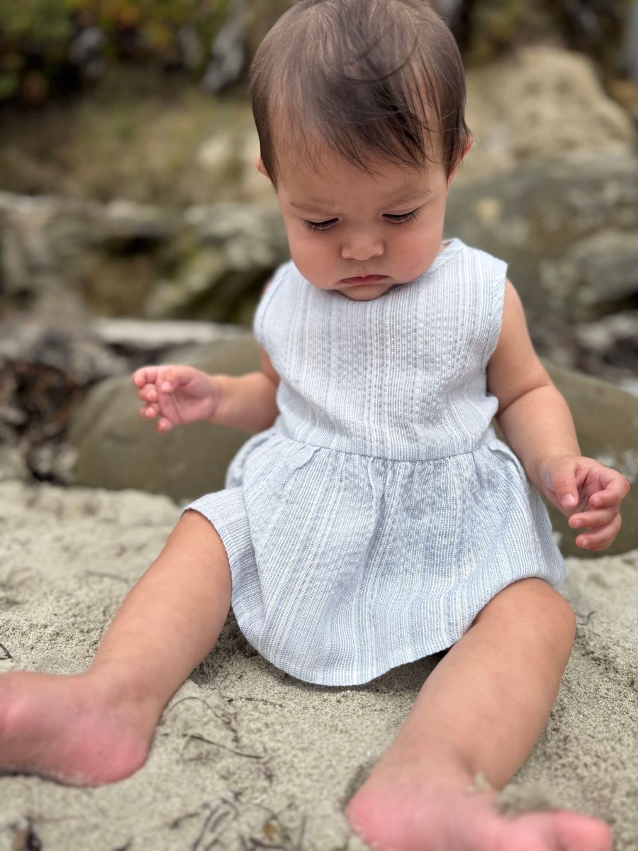 Blue Stripe- Nellie Onesie Dress