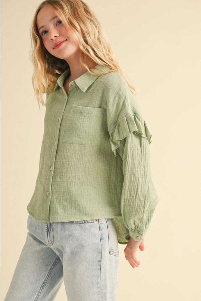Tween Girls Drop Shoulder Long Sleeve