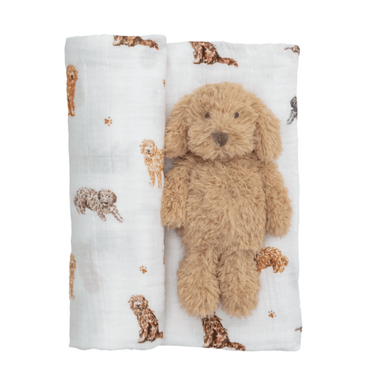 Doodle Swaddle And Rattle Set