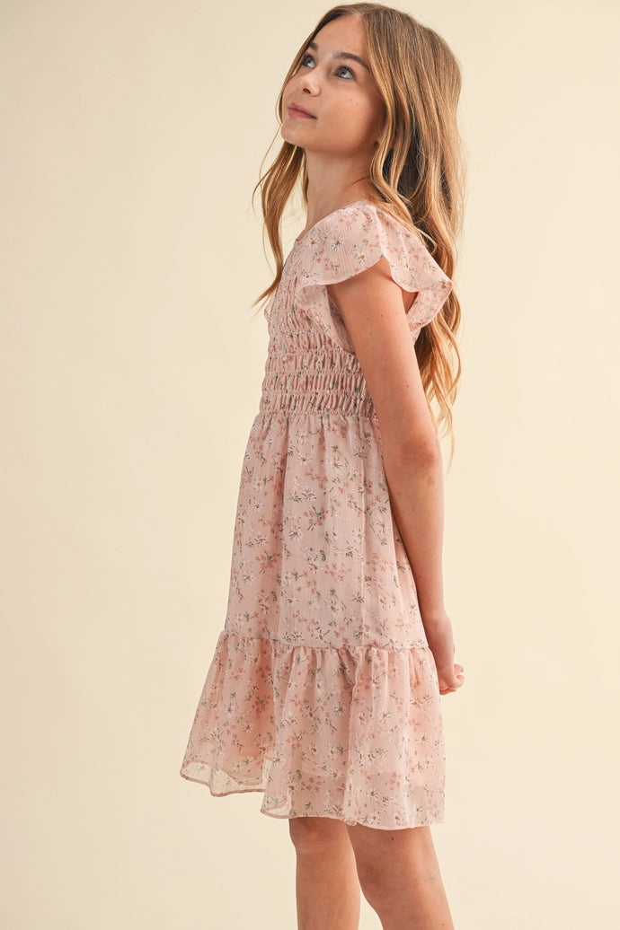 Tween Girls Smocked Flounce Dress