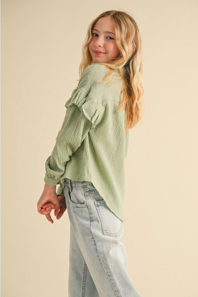 Tween Girls Drop Shoulder Long Sleeve