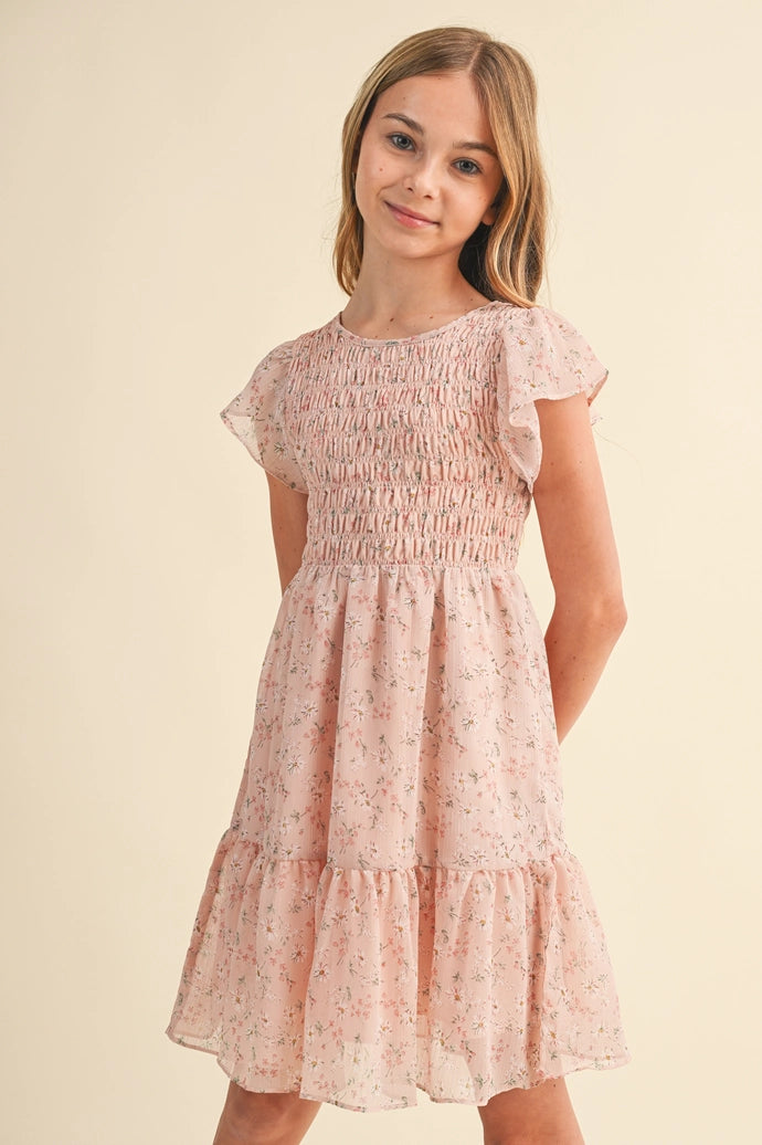 Tween Girls Smocked Flounce Dress