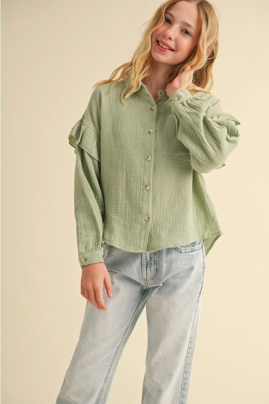 Tween Girls Drop Shoulder Long Sleeve