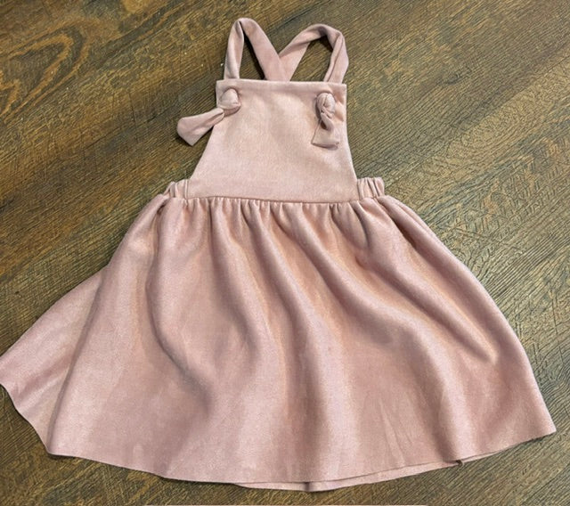 Vintage Pink Faux Suede Pinafore