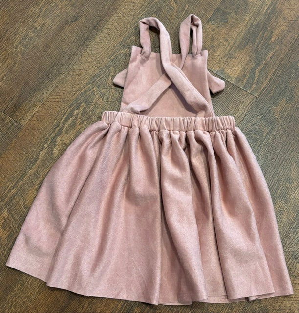 Vintage Pink Faux Suede Pinafore