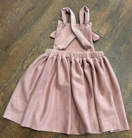 Vintage Pink Faux Suede Pinafore