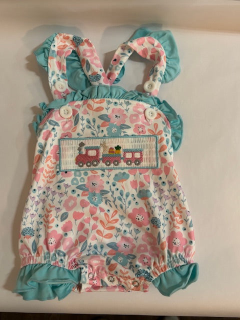 Pink Trucks Snap Button Sunsuit