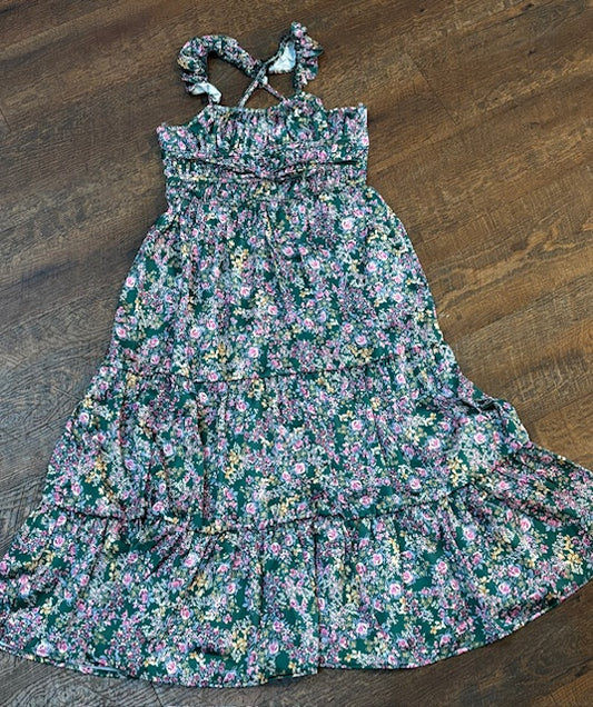 Floral Ruffle Strap Maxi Dress