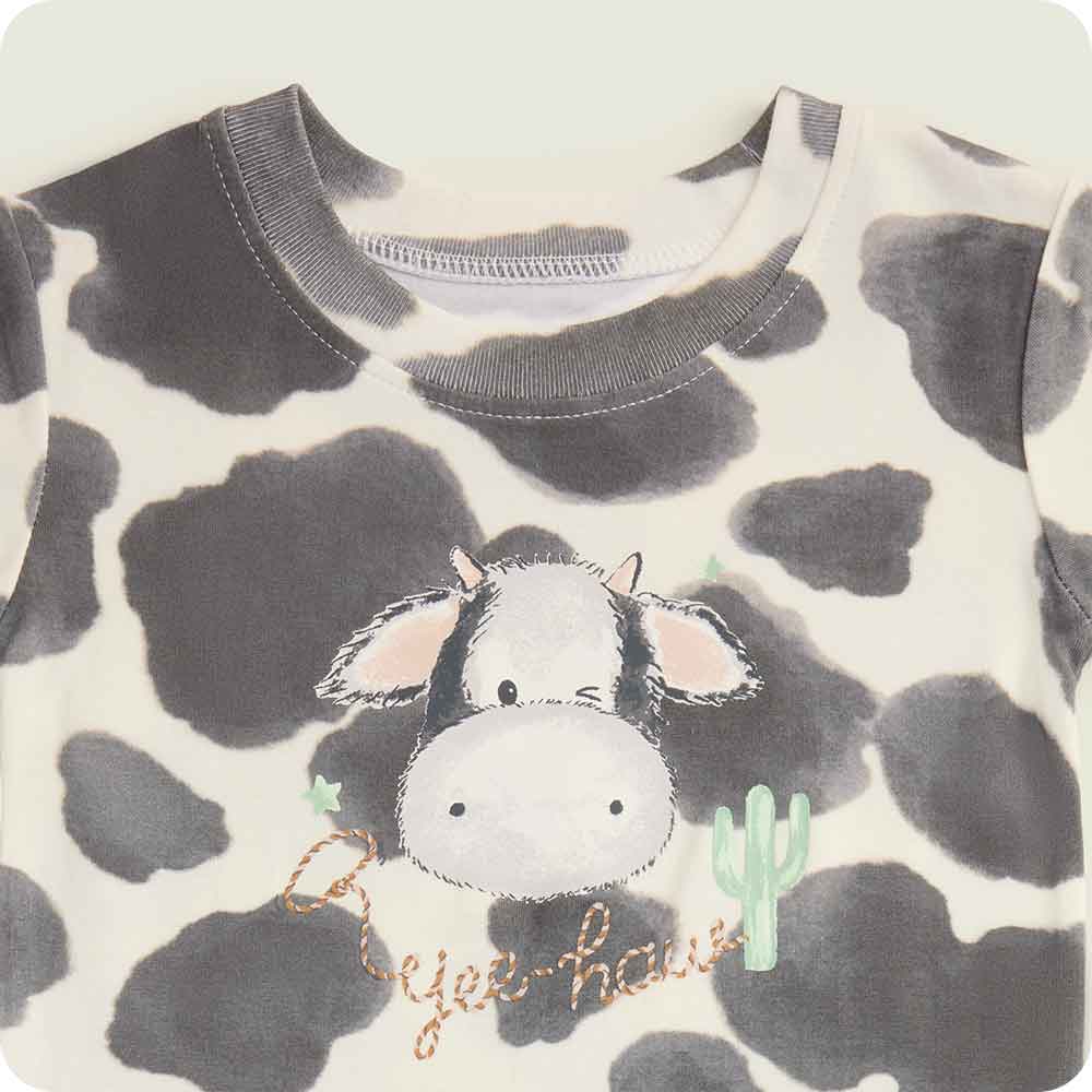 Black and White Cow Shorties Pajamas