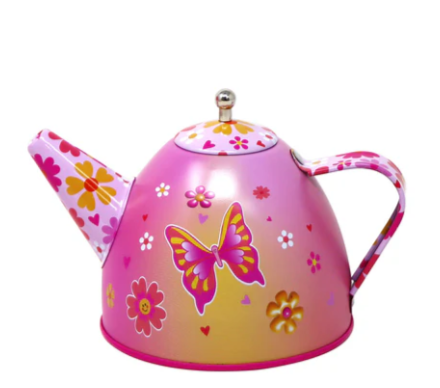 Butterfly 7 Piece Tin Tea Set in Carry Case