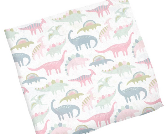 Pink Dino Muslin Swaddle