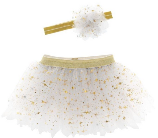 Gold Fleck Tutu and Head Band Set