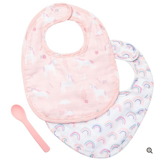 Unicorn Muslin Bib Set