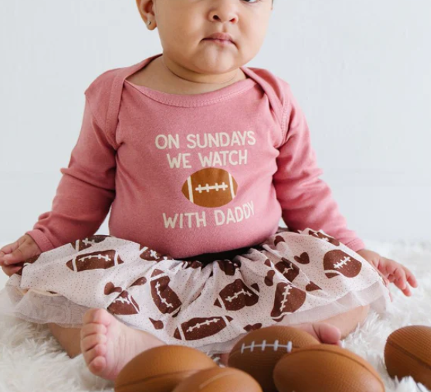 Football Love Tutu Skirt - Cream/Brown