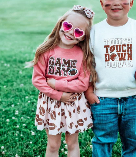 Football Love Tutu Skirt - Cream/Brown