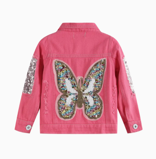 Butterfly Sequin Jacket - Pink