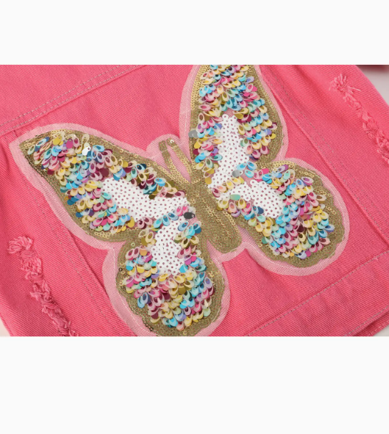 Butterfly Sequin Jacket - Pink