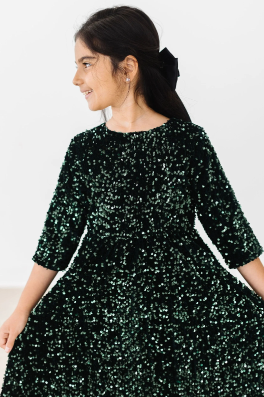 Lenni Velvet Sequin Dress - H. Green