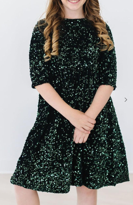 Lenni Velvet Sequin Dress - H. Green