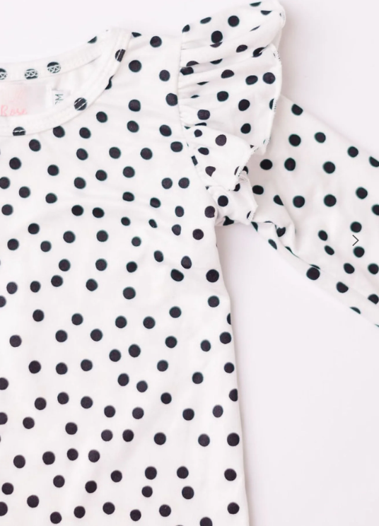 L/S Polka Dot Flutter Leotard - Blk/Wht