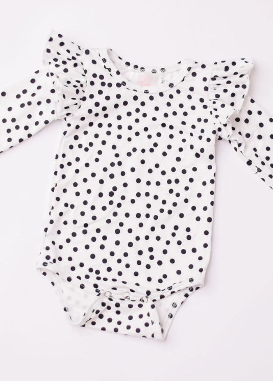 L/S Polka Dot Flutter Leotard - Blk/Wht
