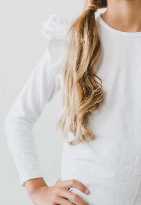 L/S Flutter Top - White