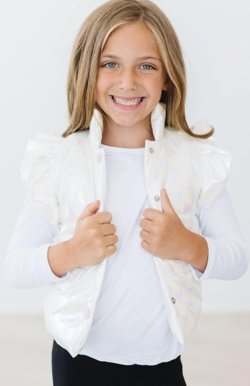 Neon Puffer Vest - Iri Wht