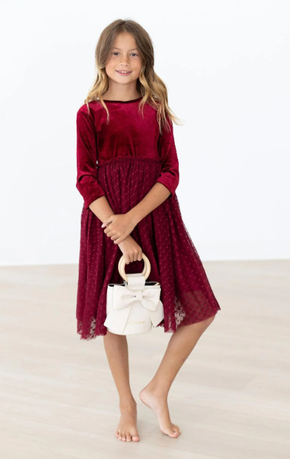 Tutu Velvet Dress - Cranberry