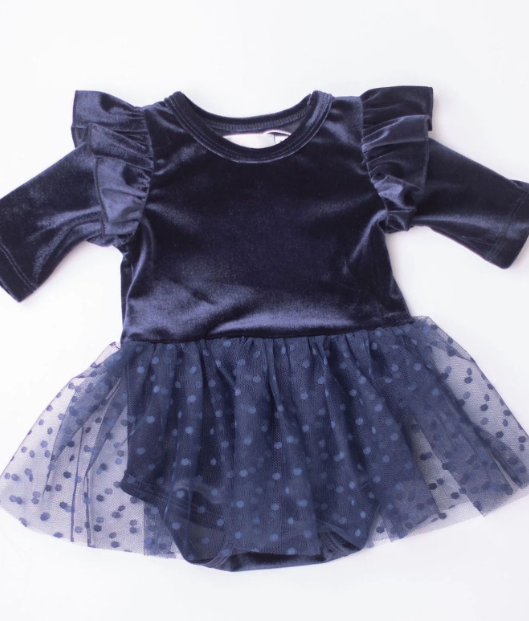 Velvet Tutu Dress - Light Navy