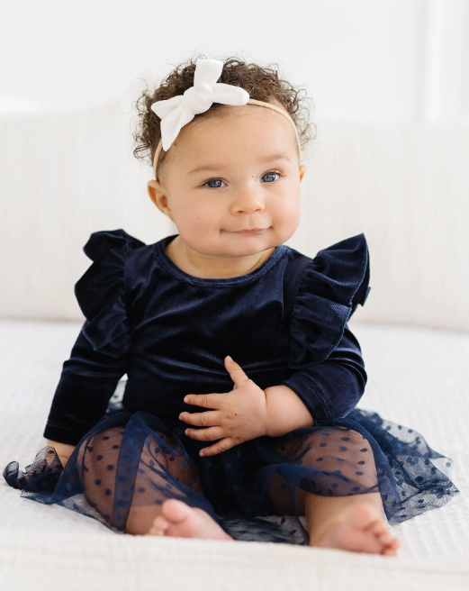 Velvet Tutu Dress - Light Navy