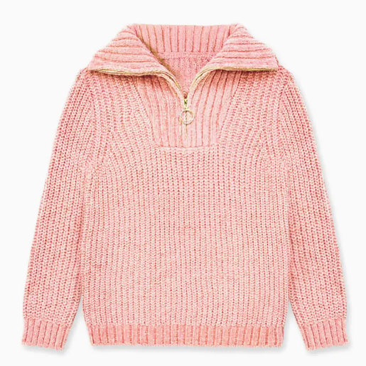 Daleyza Pull Over Zip Sweater - Pink