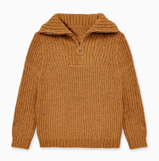 Daleyza Pull Over Zip Sweater - Caramel