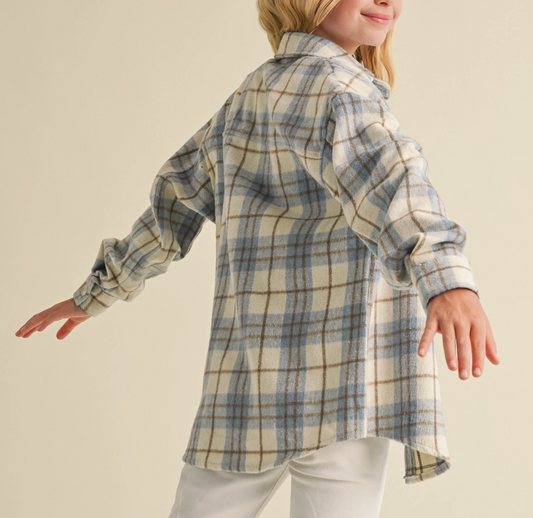 Kurt Plaid Shacket - Blue/Cream