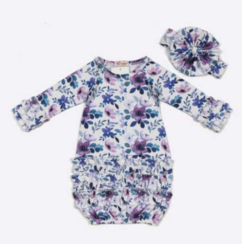 Violet Blooms Baby Gown