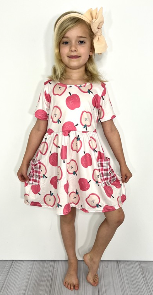 Plaid Apple Dress - Pink