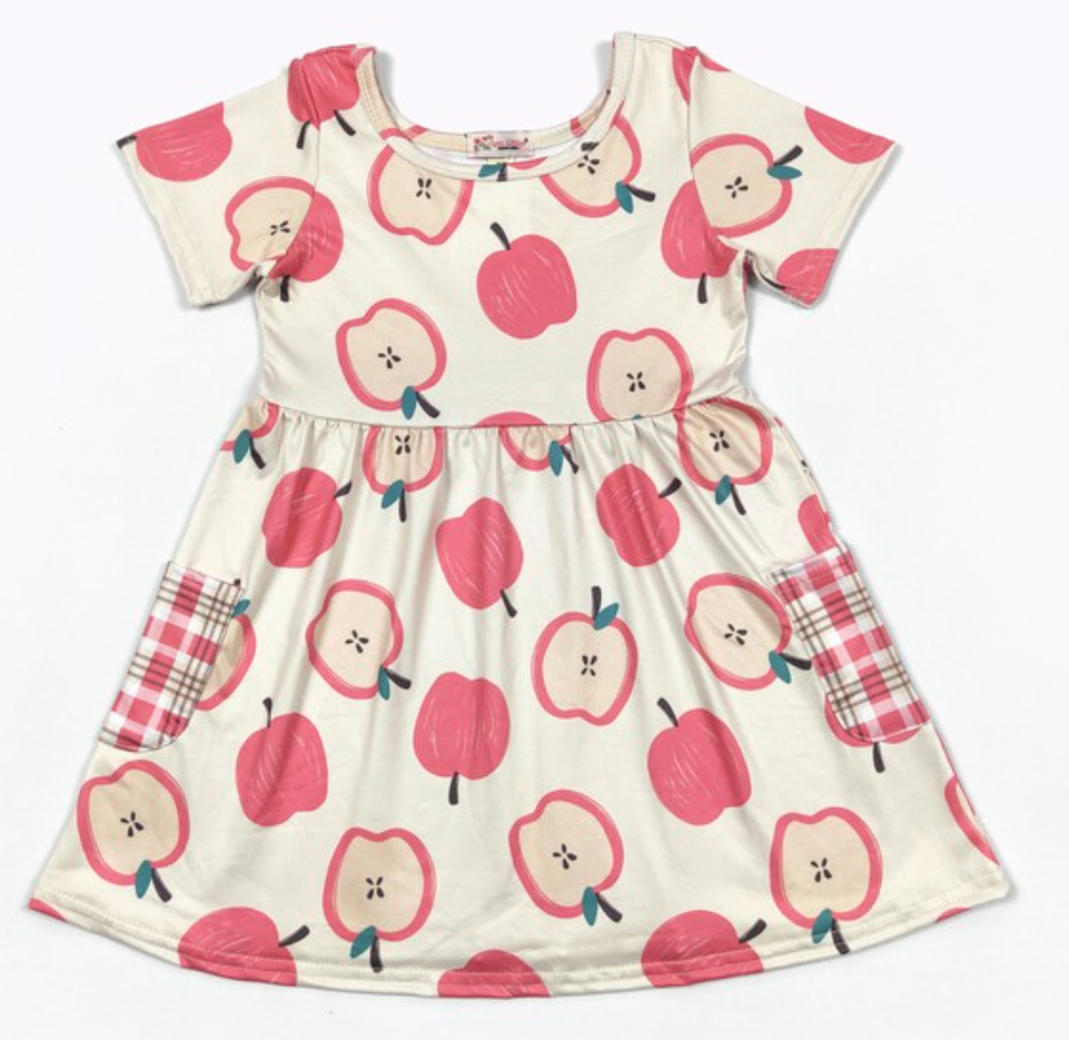 Plaid Apple Dress - Pink