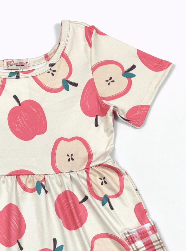 Plaid Apple Dress - Pink