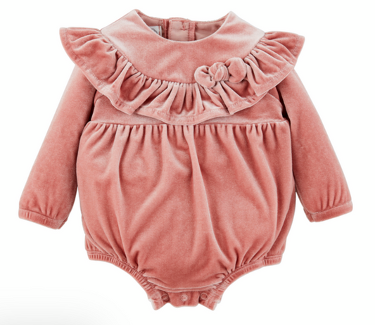 Velvet Baby Romper - Pink