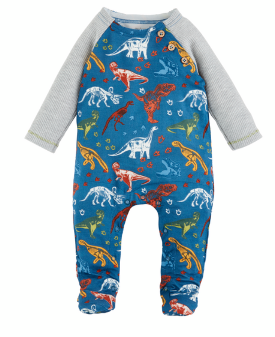 Dino Onesie - Grey/Blue