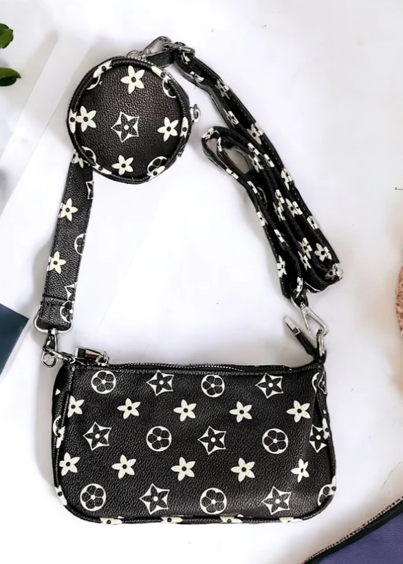 Star Print Purse - Blk