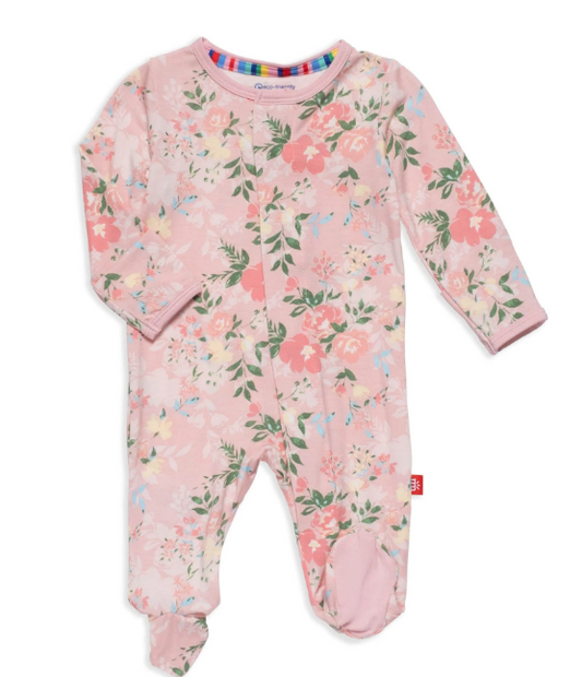 Ainslee Magnetic Footie- Floral Pink